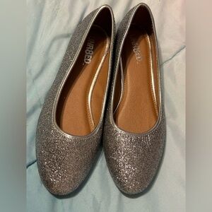 Silver Glitter Flats - 10
